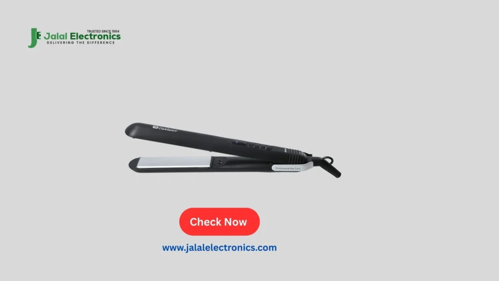 Black Dawlance professional hair straightener with ceramic plates for smooth and shiny hair